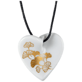 Anhänger Herz in Schwung, Ginkgo Blätter,gold, 2,5 x 2,5 cm | Meissen Herz Collection