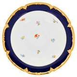 Schüssel, groß, gestreute Blümchen, königsblau glasiert, Goldbronze, ø 27 cm | Meissen B-Form