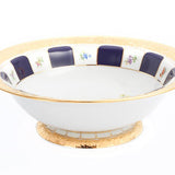 Schüssel, groß, gestreute Blümchen, königsblau glasiert, Goldbronze, Ø 27,5 cm | Meissen X-Form