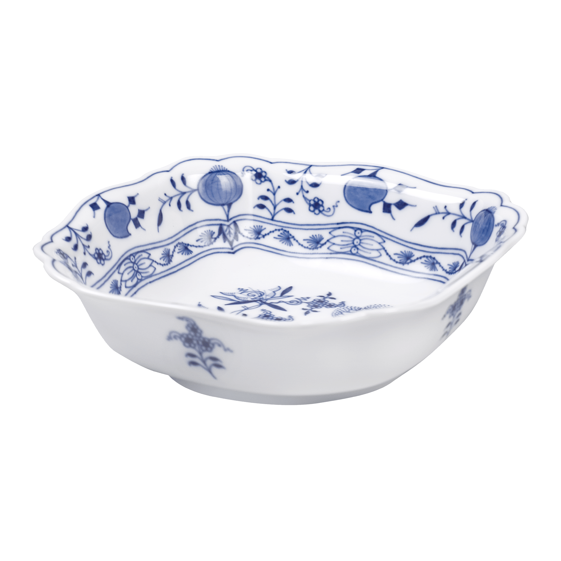 Schüssel, mittel, Zwiebelmuster, kobaltblau, weißer Rand, L 21 cm | Meissen Neuer Ausschnitt 800101 - 00251 - Meissen Weimar