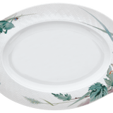 Servierplatte, Waldflora, L 35 cm oval | Meissen Wellenspiel Relief