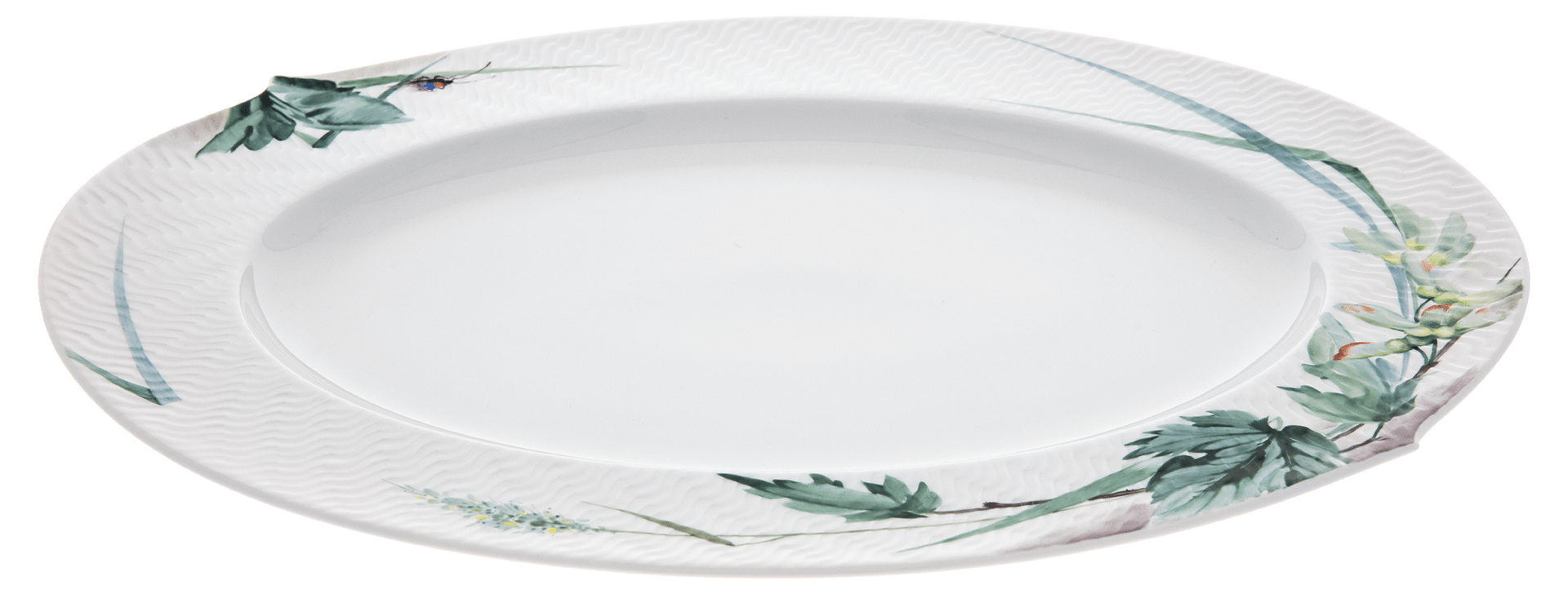 Servierplatte, Waldflora, L 35 cm oval | Meissen Wellenspiel Relief 614501 - 29307 - Meissen Weimar