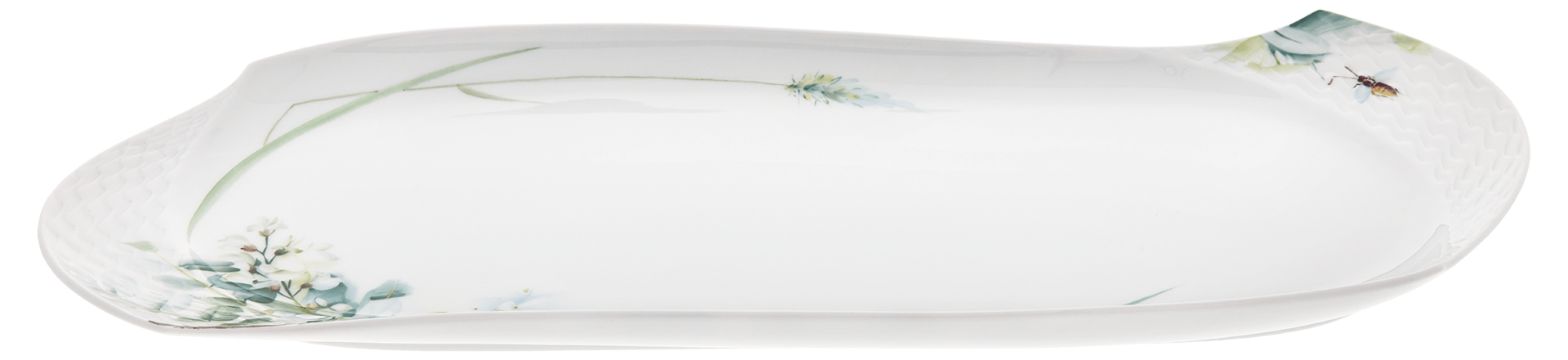 Servierplatte, Waldflora mit Insekten, L 43 cm | Meissen Wellenspiel Relief 614501 - 29509 - Meissen Weimar