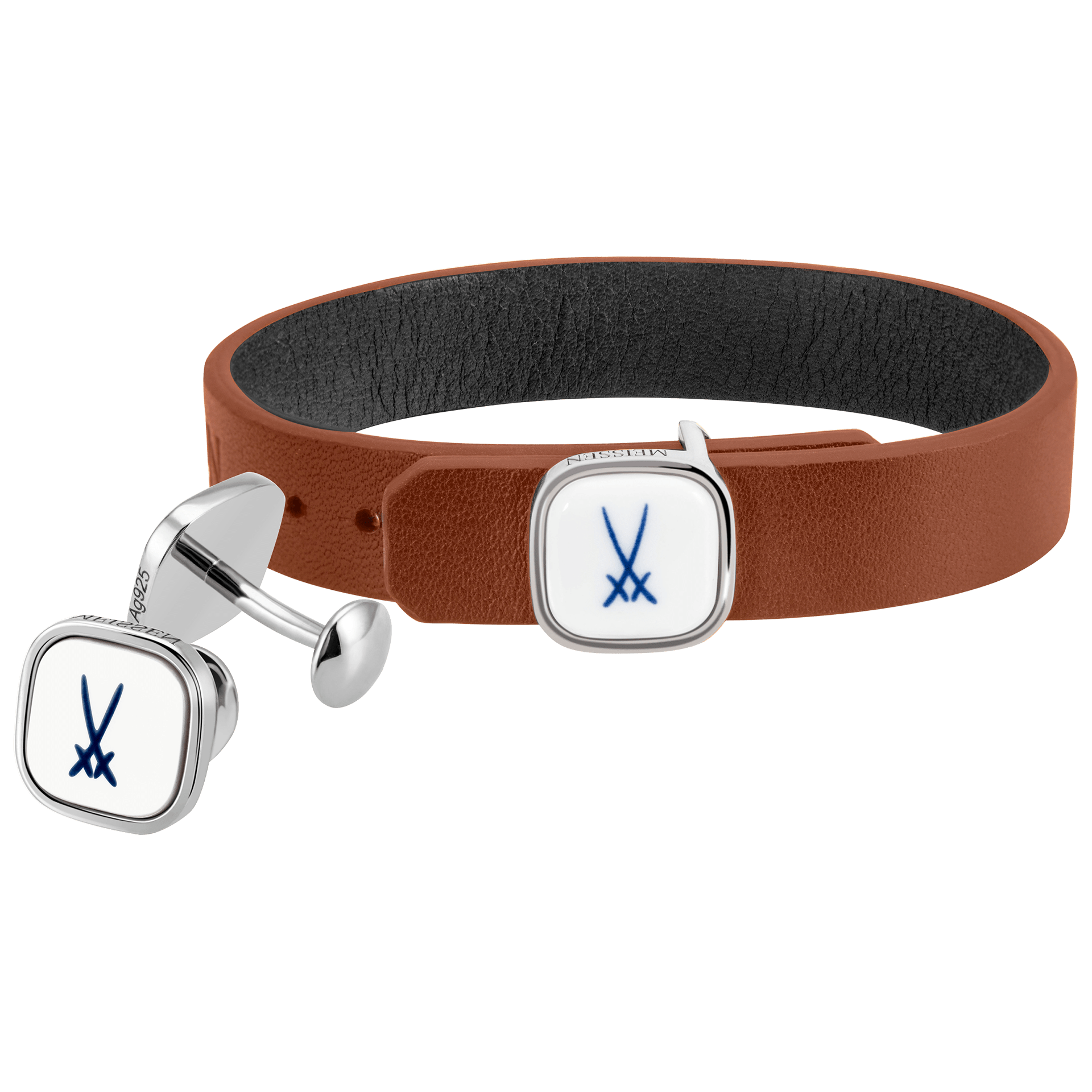 Set Armband & Manschettenknöpfe, Schwerter Kobaltblau, 925 Silber | Meissen Kollektion Markenzeichen mpj80sw926c2 - Meissen Weimar