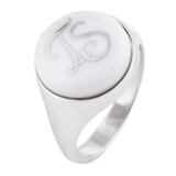 Siegelring mit Monogramm in Platin, 925 Sterlingsilber und Porzellan | Meissen Geschenke