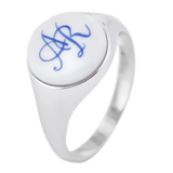 Siegelring rund mit Monogramm (2 Buchstaben) in Kobaltblau, 52 mm, 925 Sterlingsilber, Ø 1,9 cm | Meissen Schmuck Individuell