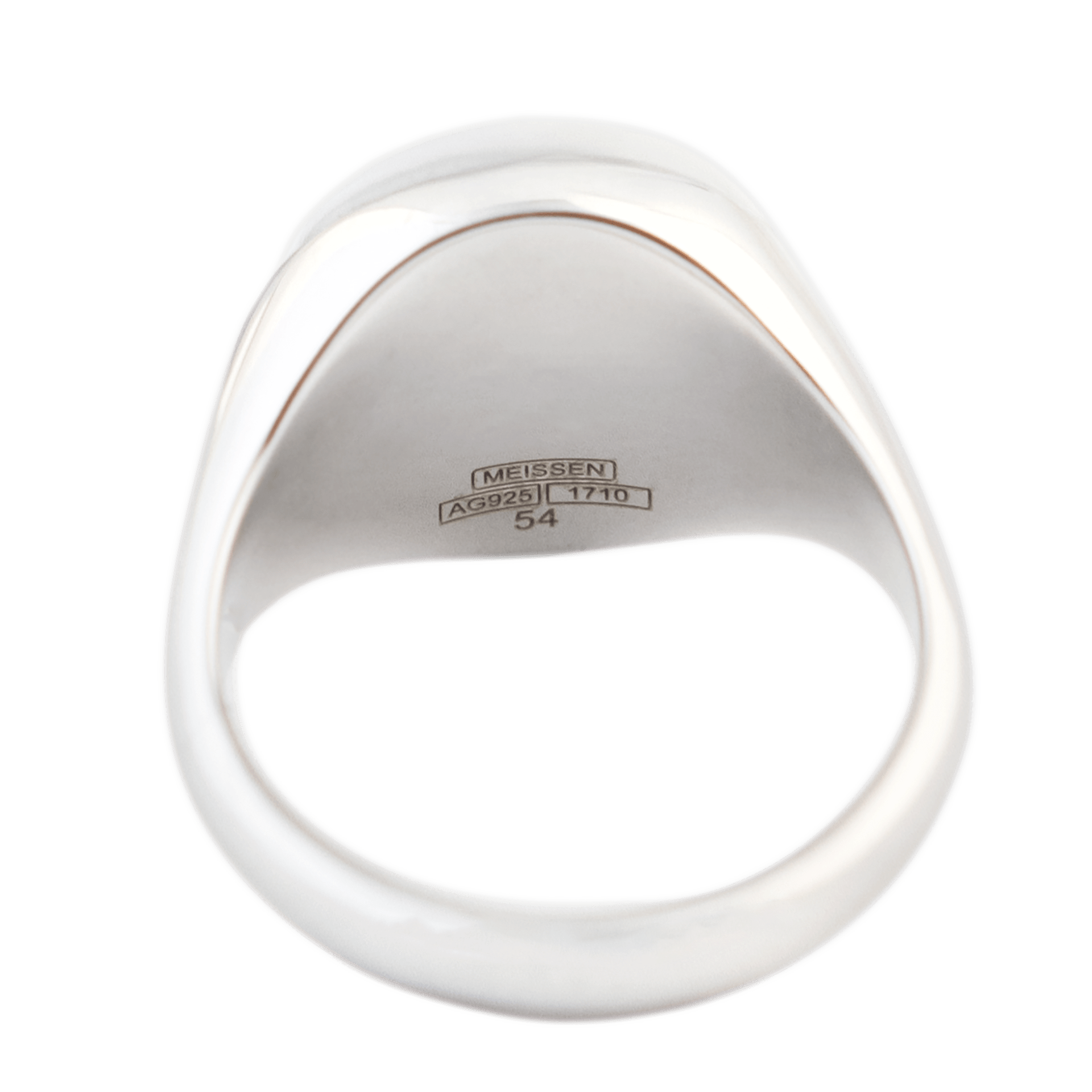 Siegelring rund mit Monogramm (2 Buchstaben) in Kobaltblau, 52 mm, 925 Sterlingsilber, Ø 1,9 cm | Meissen Schmuck Individuell 97B201-53S12 - Meissen Weimar