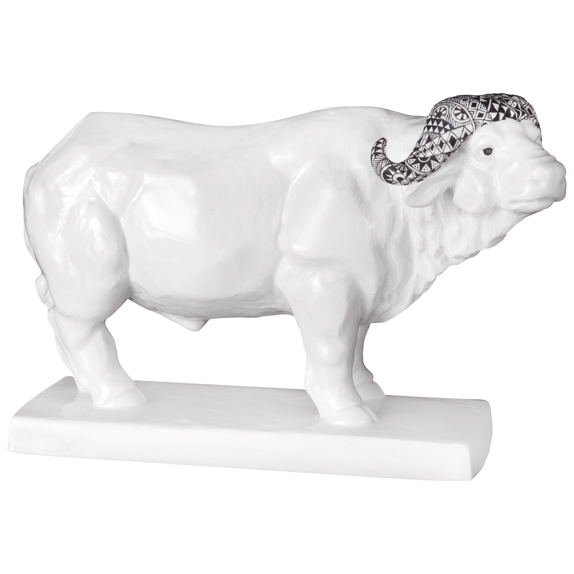 Skulptur Büffel, Schwarz - Weiß, H 13 cm | Meissen Atelier - Edition 65o007 - 78014 - Meissen Weimar