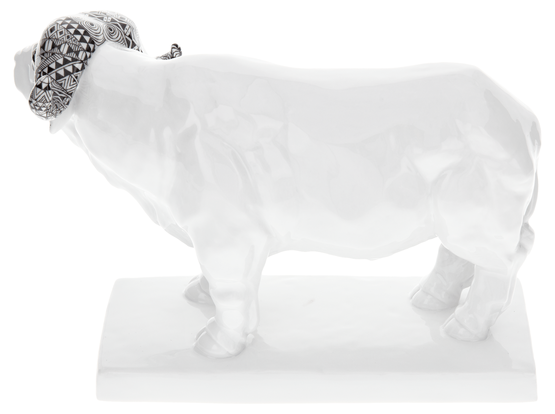 Skulptur Büffel, Schwarz - Weiß, H 13 cm | Meissen Atelier - Edition 65o007 - 78014 - Meissen Weimar