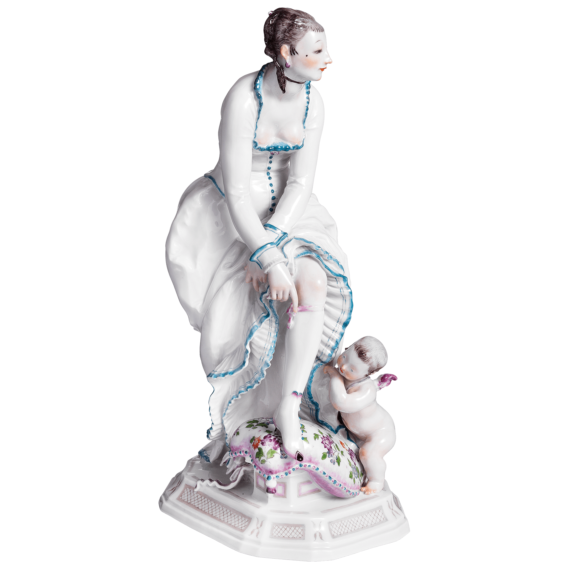 Skulptur Dame mit Amor, Bunt, H 25 cm | Meissen Exklusiv - Kollektion 900180 - 73315 - Meissen Weimar