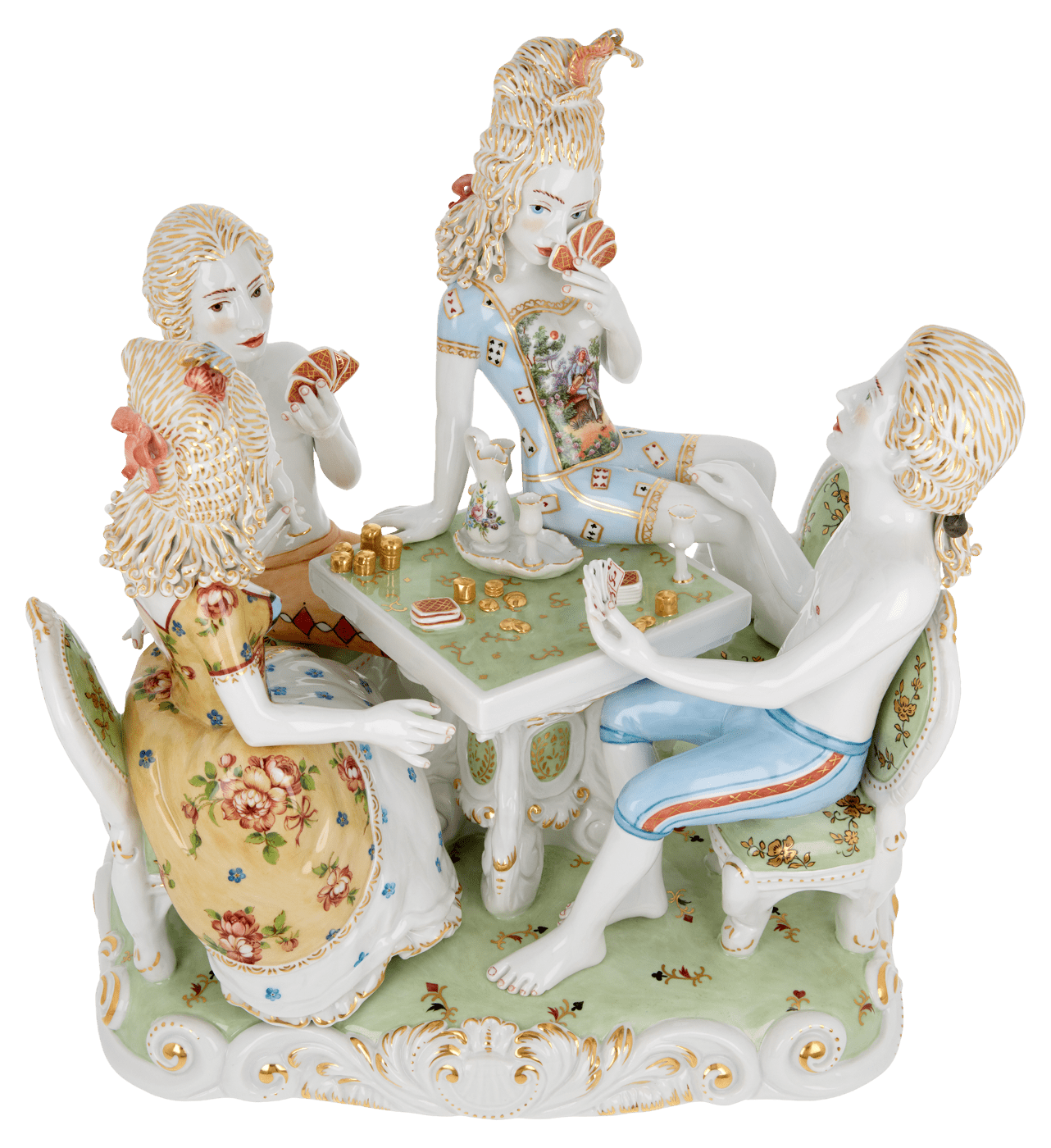 Skulptur Kartenspiel Höhe 32 cm | Meissen Figuren Individuell 65c028 - 73701 - Meissen Weimar