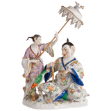 Skulptur Pagodengruppe mit Schirm, H 42 cm, limitiert | Meissen Limitierte Meisterwerke
