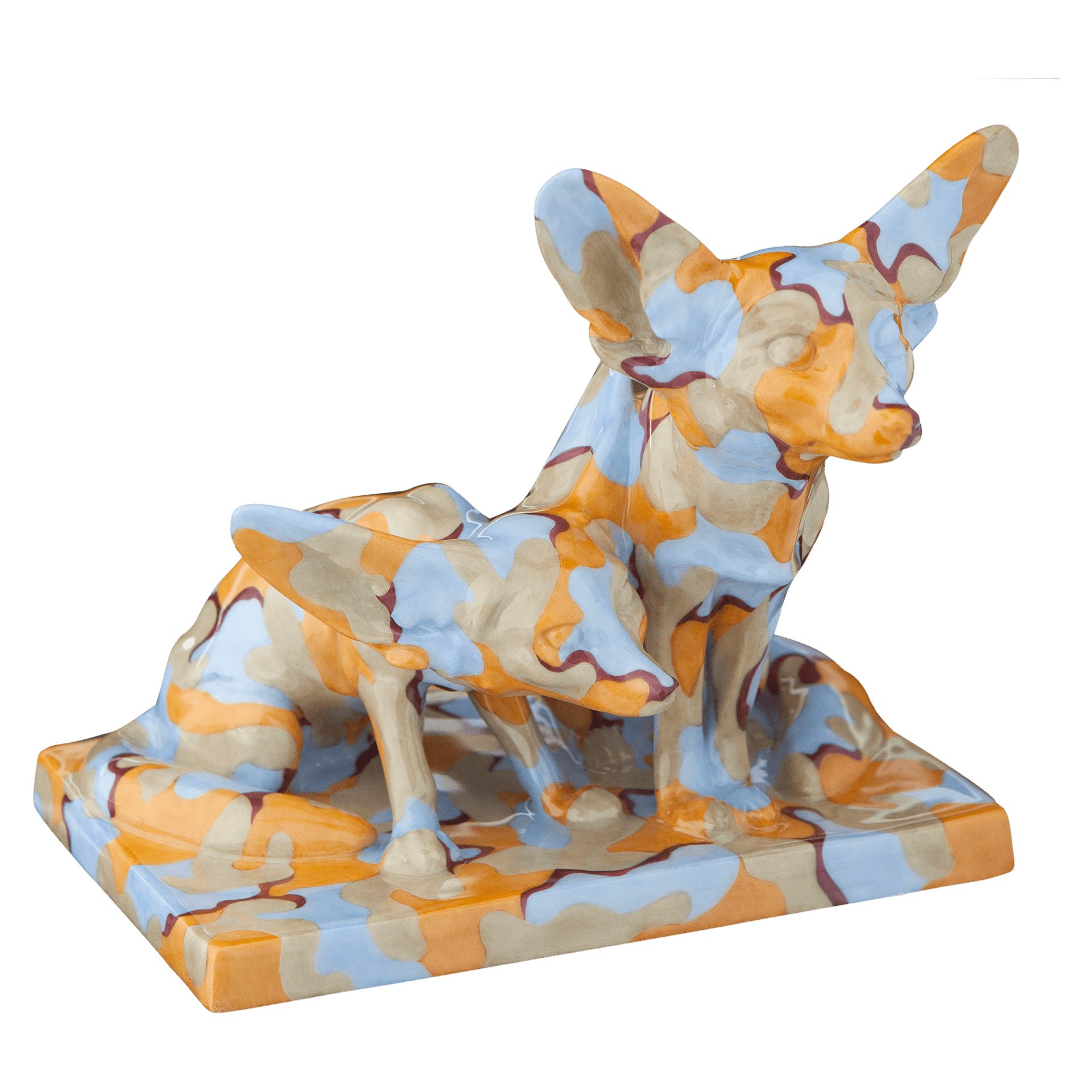 Skulptur Wüstenfüchse Camouflage Look H 15,5 cm | Meissen Atelier - Edition 65o002 - 78820 - Meissen Weimar