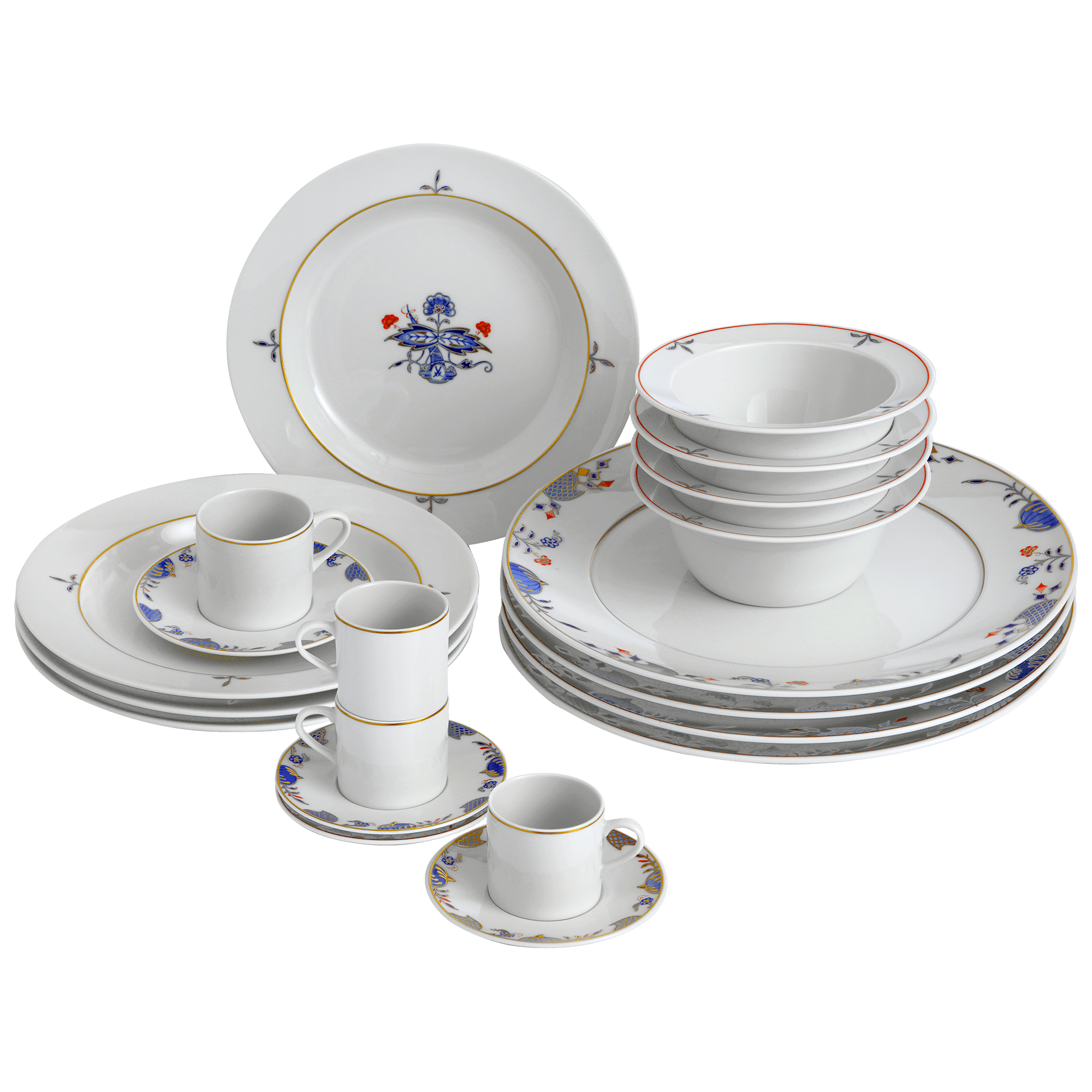 Speise - Set, Noble Blue, 20 - tlg. | Meissen No. 41 Noble Blue 98a077 - c3607 - Meissen Weimar