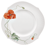 Speiseteller, Blumenmalerei "Wilder Mohn", rot, weißer Rand, Ø 28,5 cm | Meissen Wellenspiel Relief
