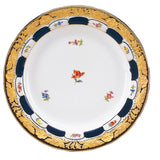 Speiseteller, gestreute Blümchen, königsblau glasiert, Goldbronze, Ø 22,5 cm | Meissen X-Form
