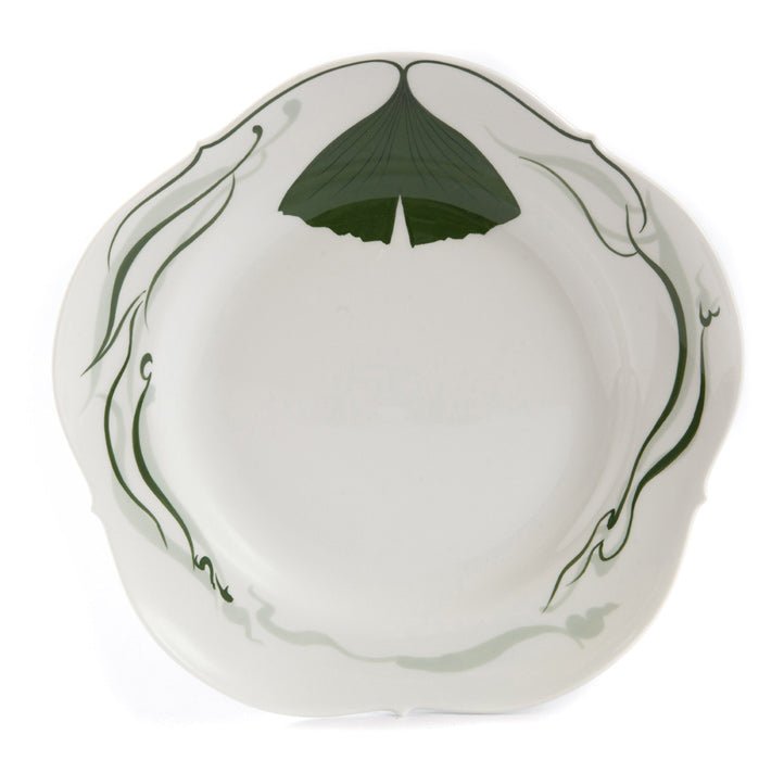 Speiseteller, Ginkgoblatt mit Lösungsmalerei, grün, weißer Rand, ø 25,5 cm | Meissen Kollektion Großer Ausschnitt 843001 - 23475 - Meissen Weimar