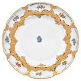 Speiseteller Goldbronze gestreute Blümchen Ø 22 cm | Meissen B-Form
