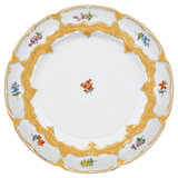 Speiseteller Goldbronze gestreute Blümchen Ø 28,5 cm | Meissen B-Form