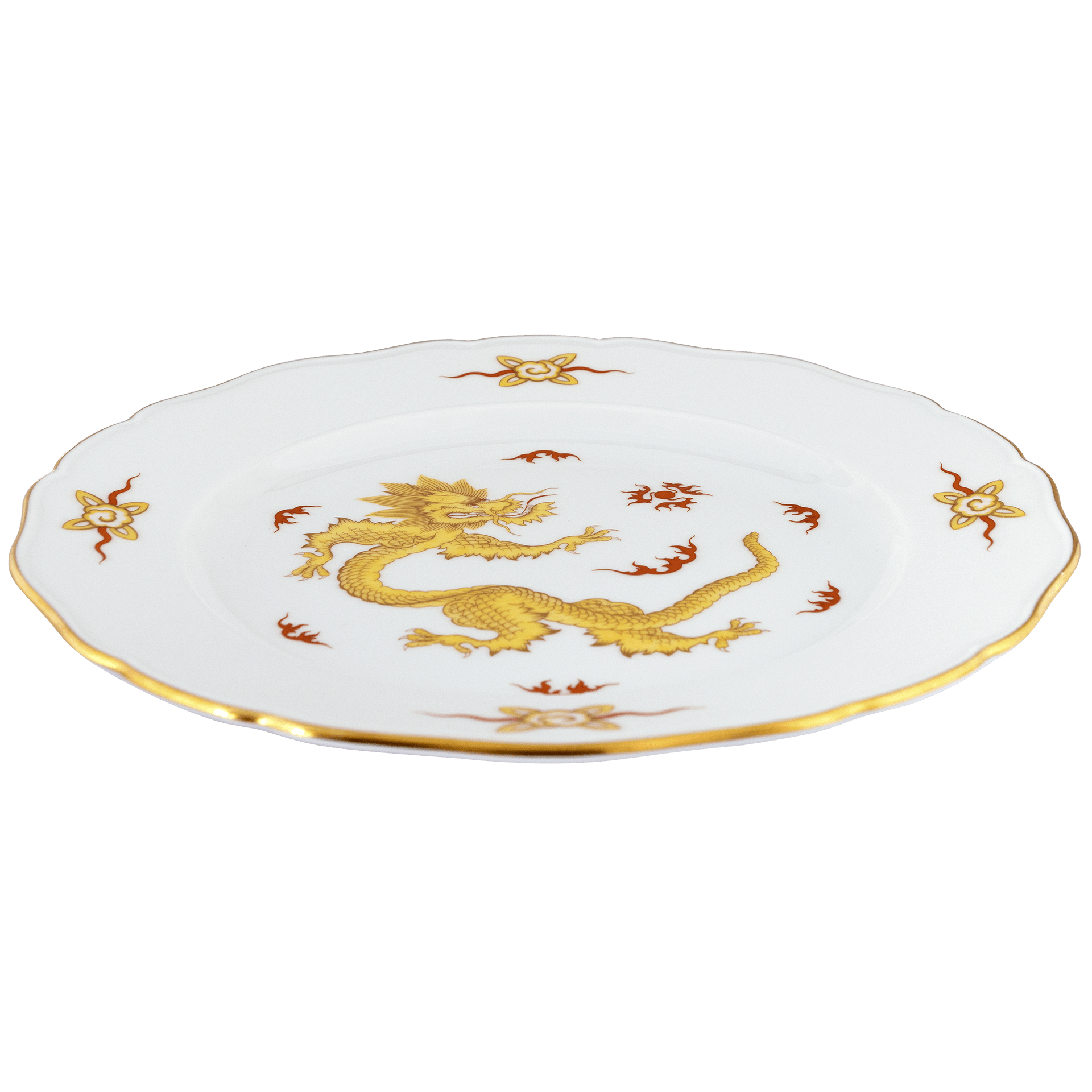 Speiseteller, Ming Drache Gelb, handausgemalt, Ø 28 cm | Meissen Neuer Ausschnitt 33d610-00479 - Meissen Weimar