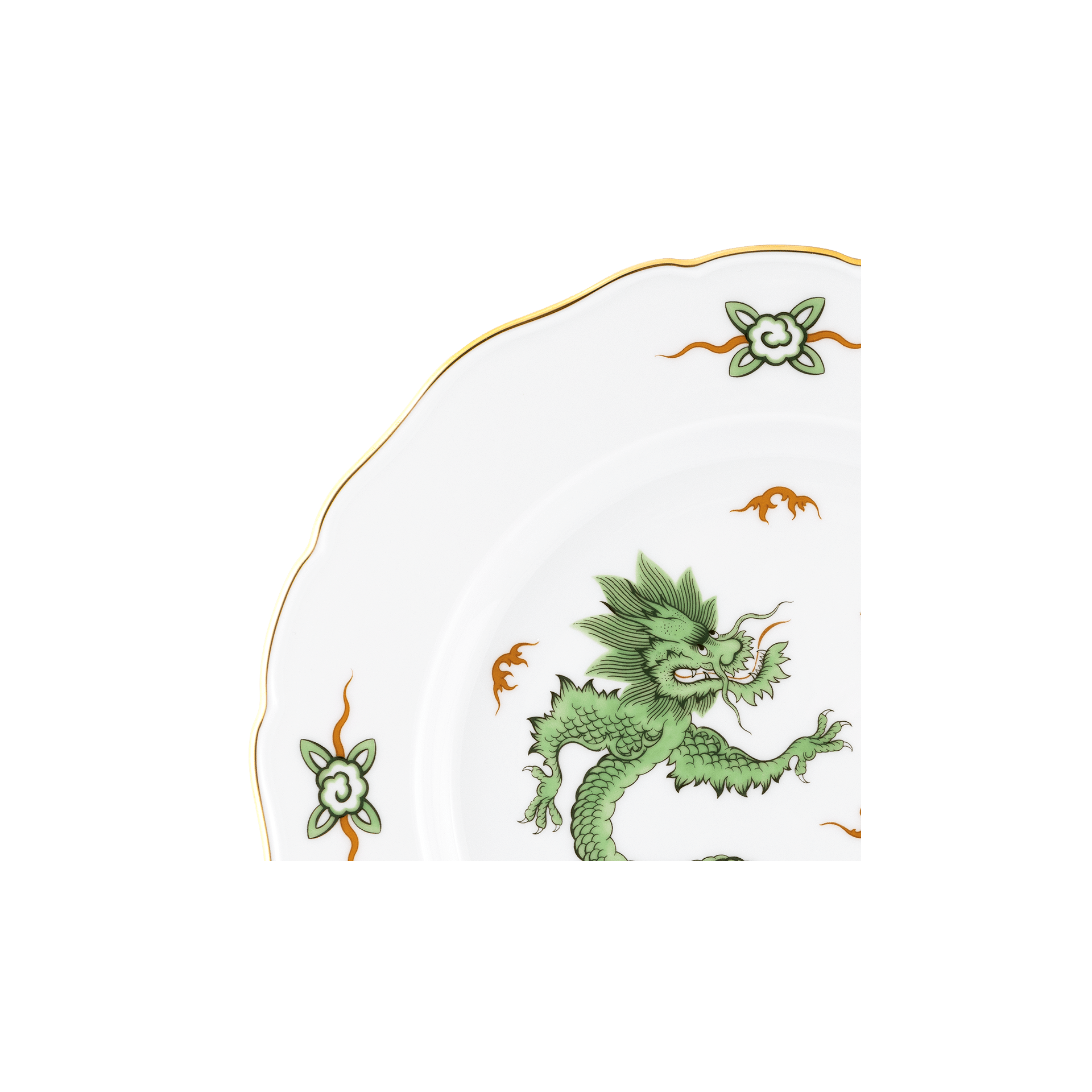 Speiseteller, Ming - Drache, grün, handausgemalt, Ø 25 cm | Meissen Neuer Ausschnitt 33D310-00475 - Meissen Weimar