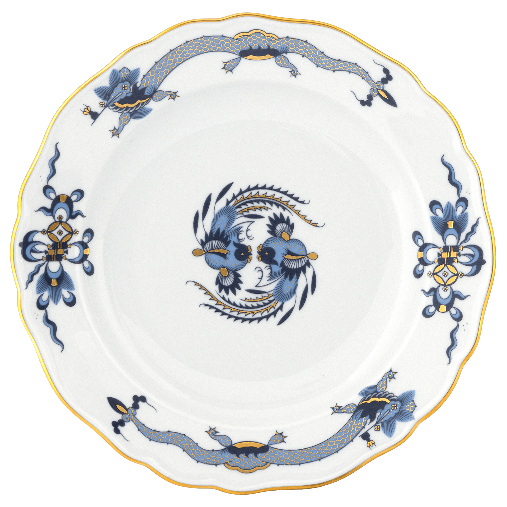 Speiseteller, Reicher Drache, blau, handausgemalt, Ø 28 cm | Meissen Neuer Ausschnitt 32D210-00479 - Meissen Weimar