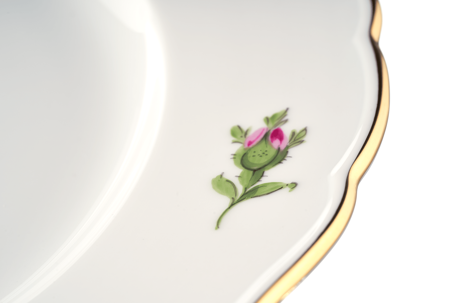 Speiseteller, Rose mitte, bunt, Goldrand, Ø 28 cm | Meissen Neuer Ausschnitt 020110 - 00479 - Meissen Weimar