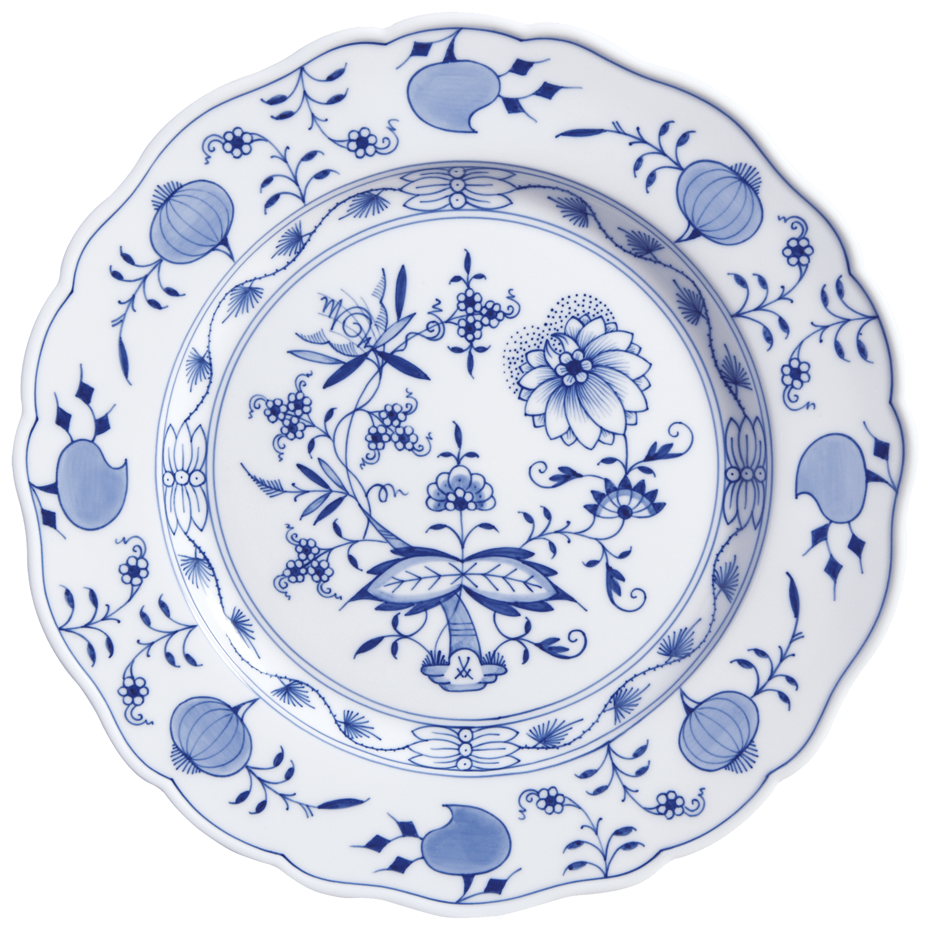 Speiseteller, Zwiebelmuster, kobaltblau, weißer Rand, Ø 28 cm | Meissen Neuer Ausschnitt 800101 - 00479 - Meissen Weimar