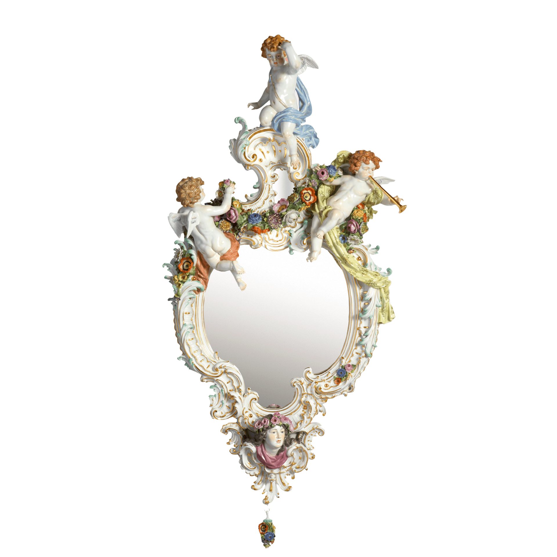 Spiegelrahmen Bunt und gold staffiert, H 98 cm | Meissen Exklusiv - Kollektion 900380 - 80m07 - Meissen Weimar