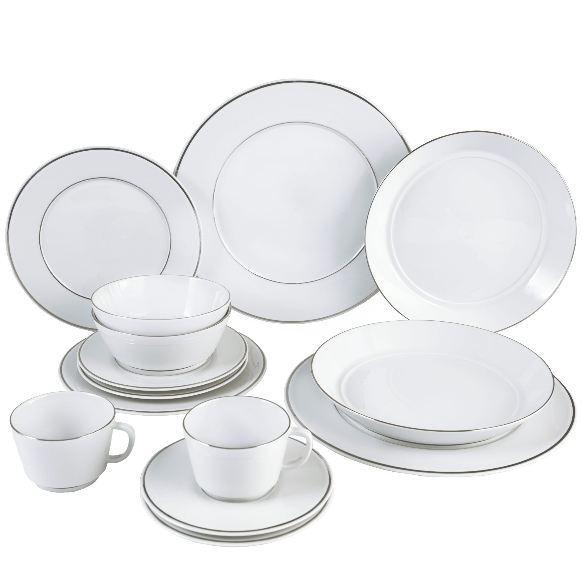 Starter - Set 14 - tlg., Platinum, für 2 Personen | Meissen Vitruv 99a595 - c4307 - Meissen Weimar