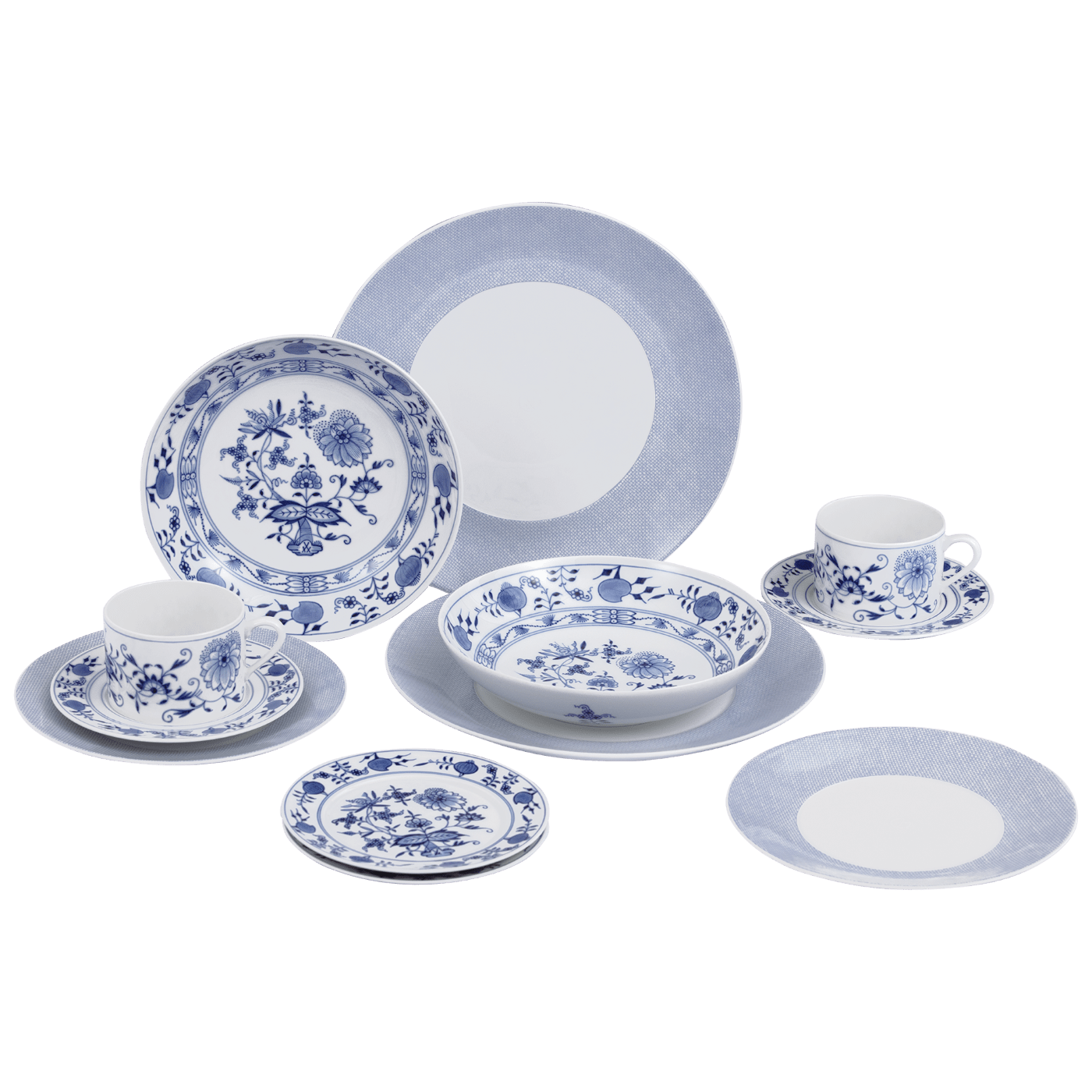 Starter - Set Geschirr, Zwiebelmuster & Mesh Blau, 12 - tlg. | Meissen No.41 Zwiebelmuster 80k001 - c4143 - Meissen Weimar