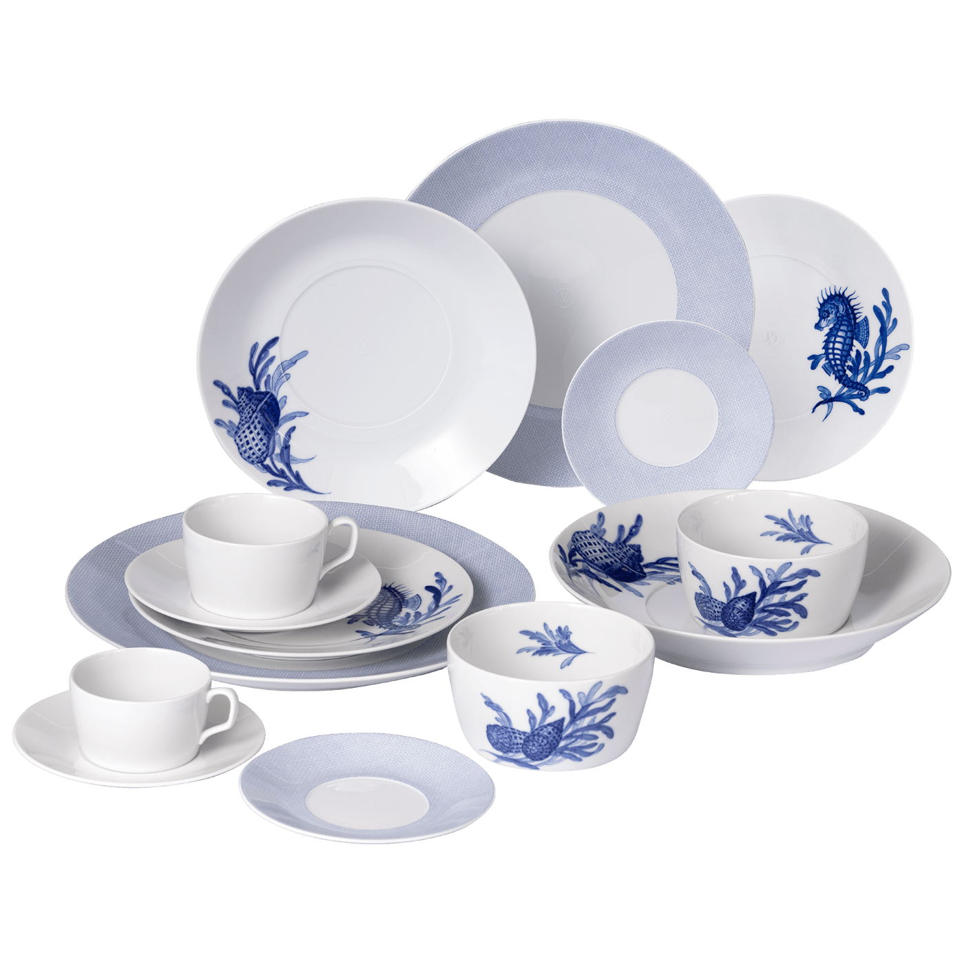 Starter - Set Geschirrset Blue Treasures & Mesh Blau für 2 Personen | Meissen Cosmopolitan 82k003 - c3729 - Meissen Weimar