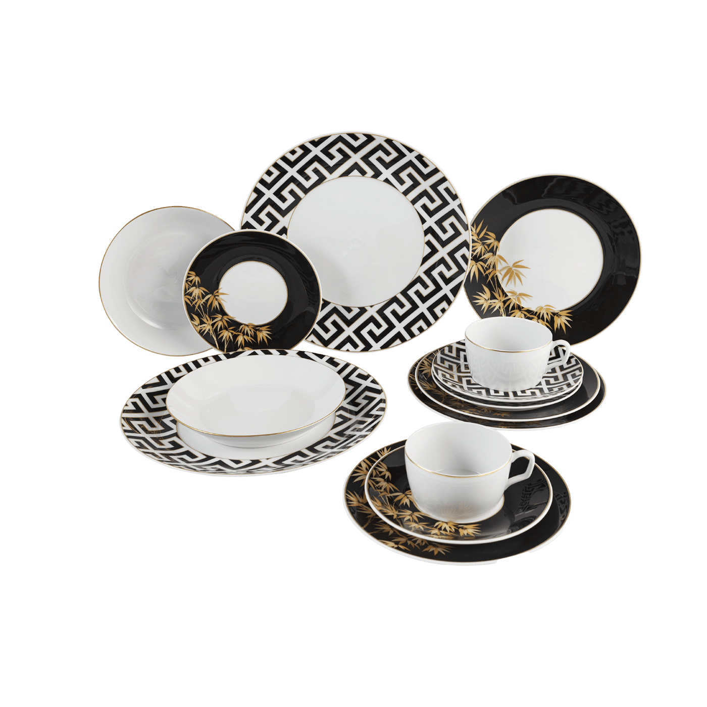 Starter - Set, Golden Bamboo, 14 - teilig | Meissen Cosmopolitan 79a948 - c3736 - Meissen Weimar