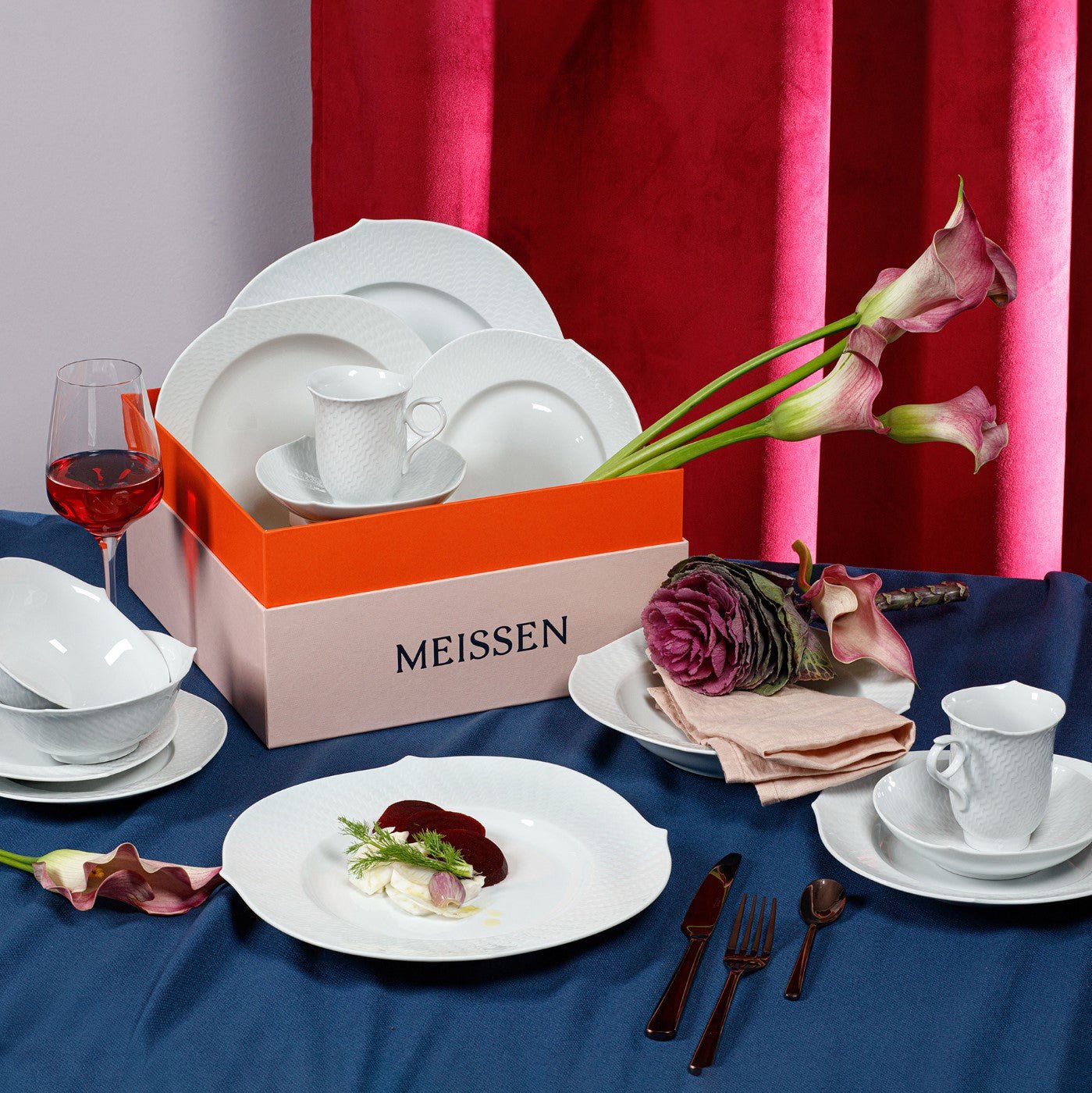 Starter - Set, Weiß, 14 - teilig | Meissen Wellenspiel Relief 000001 - c2942 - Meissen Weimar