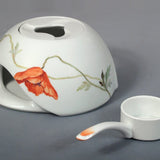 Stövchen, Blumenmalerei "Wilder Mohn", rot, weißer Rand, ø 16 cm | Meissen Wellenspiel