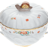 Suppentasse mit Deckel, Indische Blumenzweige, gestreute Blümchen, Goldkante, Goldrand, V 0,2 l | Meissen Schwanendessin