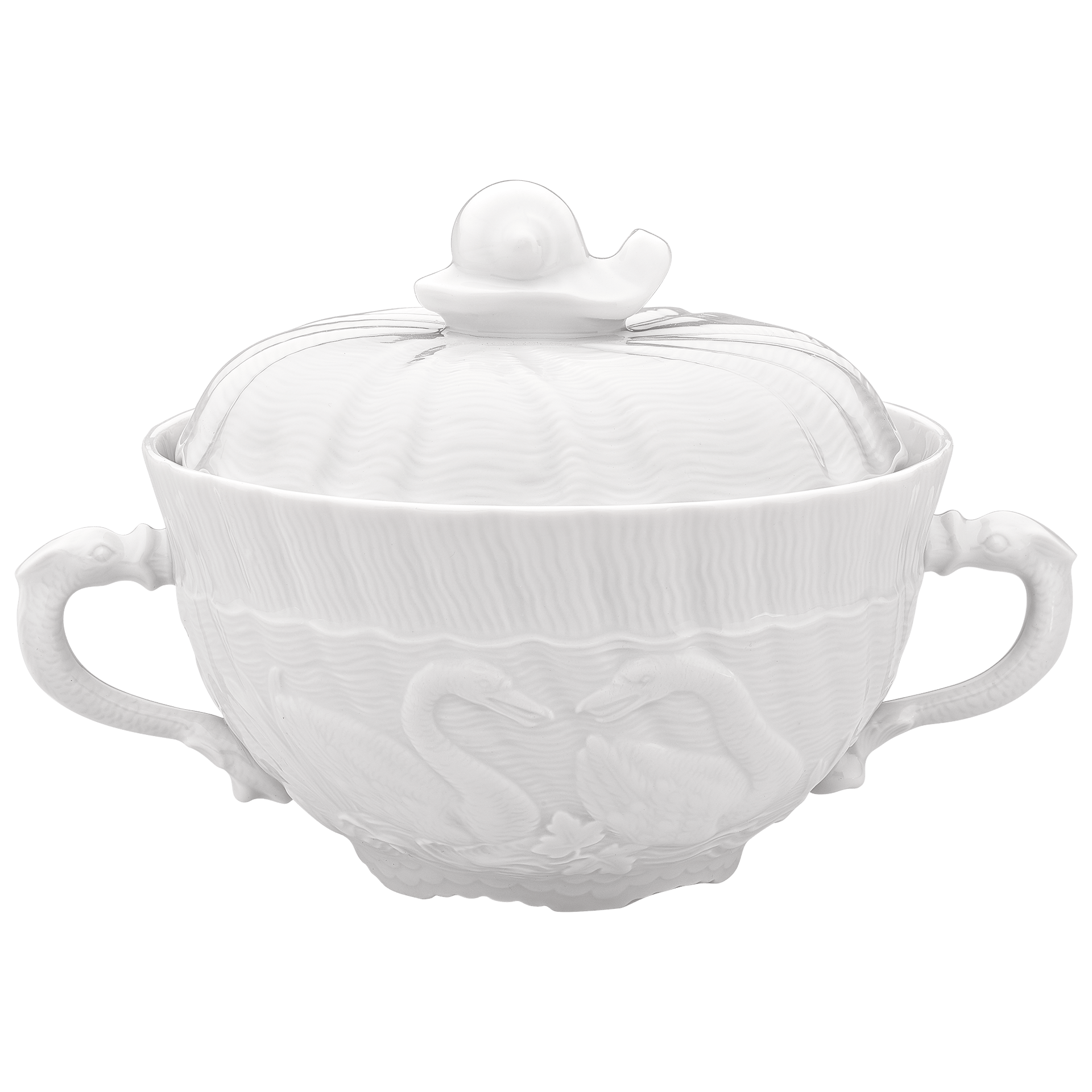 Suppentasse mit Deckel, Weiß, H 10 cm | Meissen Schwanendessin 000001 - 05081 - Meissen Weimar