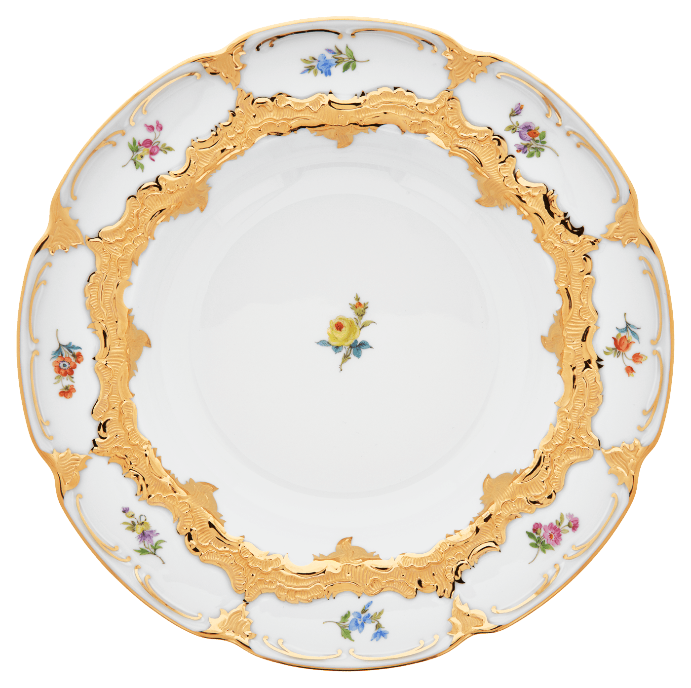 Suppenteller Gestreute Blümchen Goldbronze Ø 24,5 cm | Meissen B - Form 010179 - 15489 - Meissen Weimar