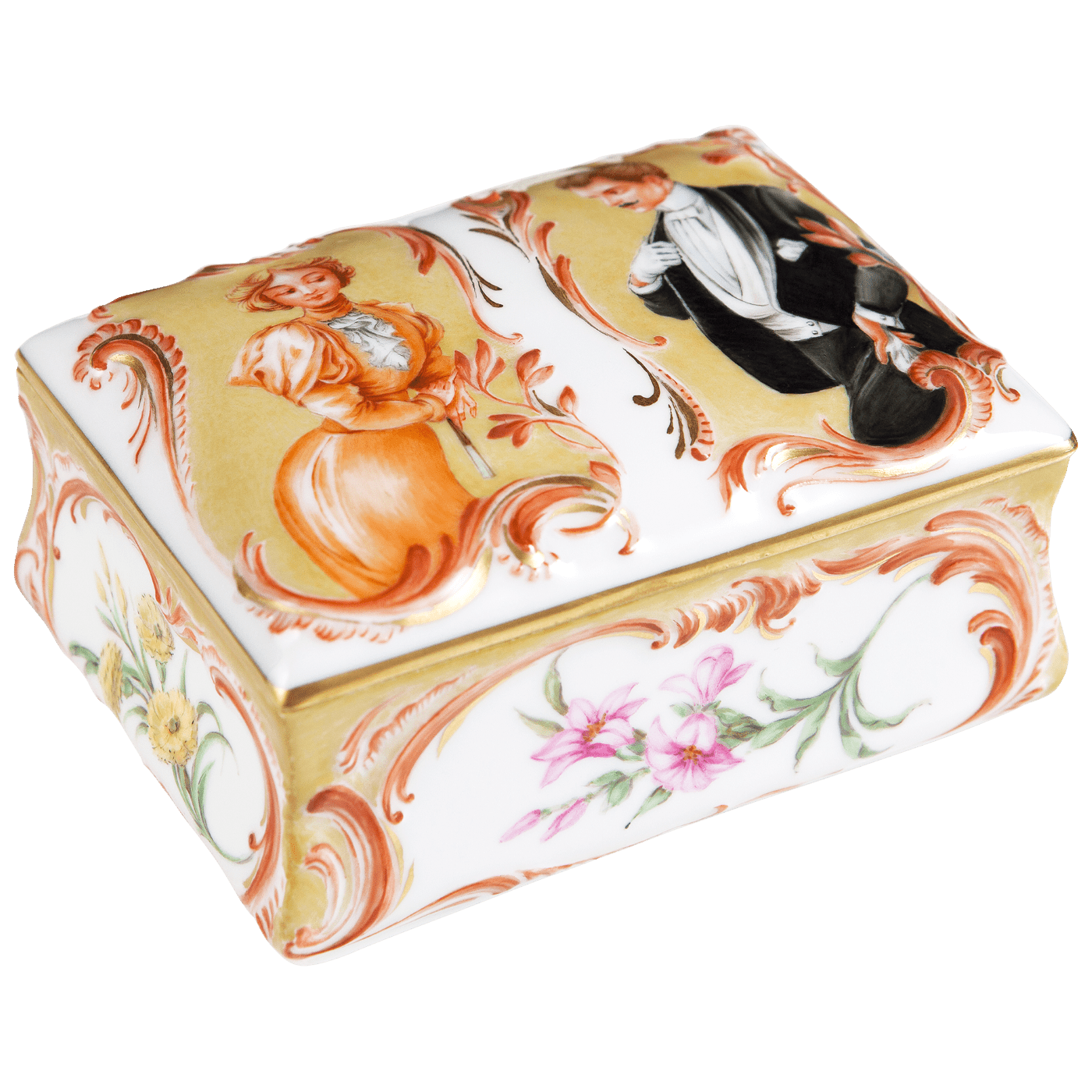 Tabatiere mit Relief, "Der Flirt", 4,8 cm | Meissen Limitierte Meisterwerke 27a084 - 52446 - Meissen Weimar
