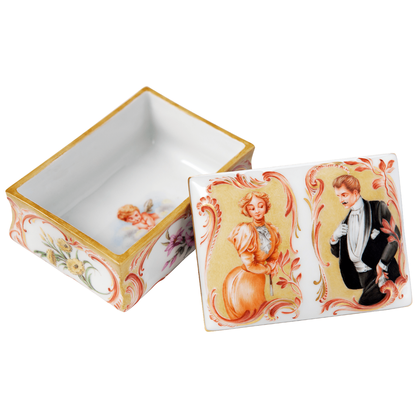 Tabatiere mit Relief, "Der Flirt", 4,8 cm | Meissen Limitierte Meisterwerke 27a084 - 52446 - Meissen Weimar