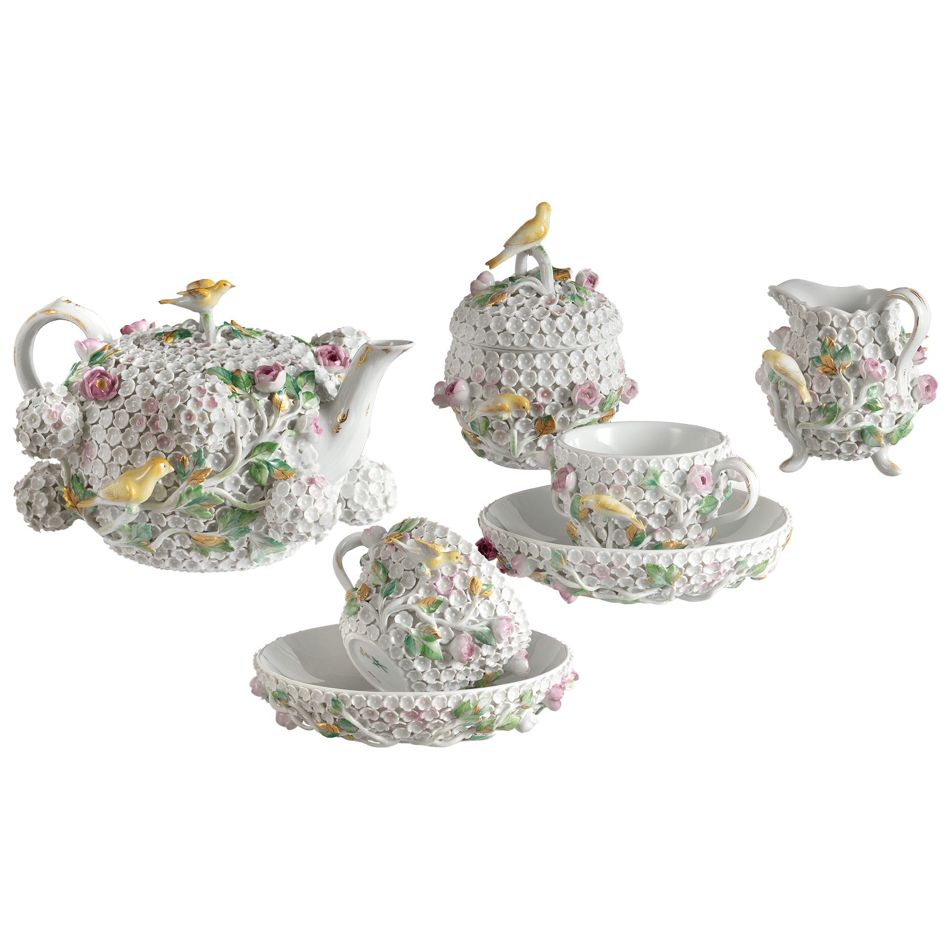 Tafelservice Schneeballset mit Vögeln, Porzellan, Limitiert 25 Stück | Meissen Limitierte Meisterwerke 900384 - c8204 - Meissen Weimar