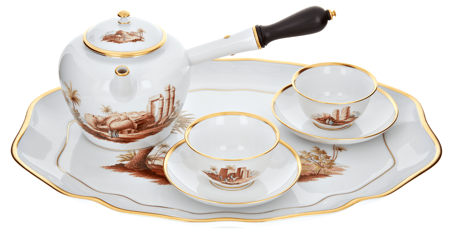 Tee - Dejeuner Ägyptische Landschaften, limitiert, 4 - teilig | Meissen Limitierte Meisterwerke 296384 - c5516 - Meissen Weimar