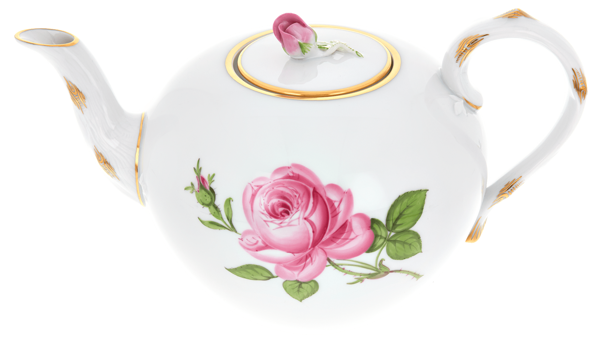 Teekanne, klein, Rose mitte, bunt, Goldrand, V 1 l | Meissen Neuer Ausschnitt 020110 - 00726 - Meissen Weimar