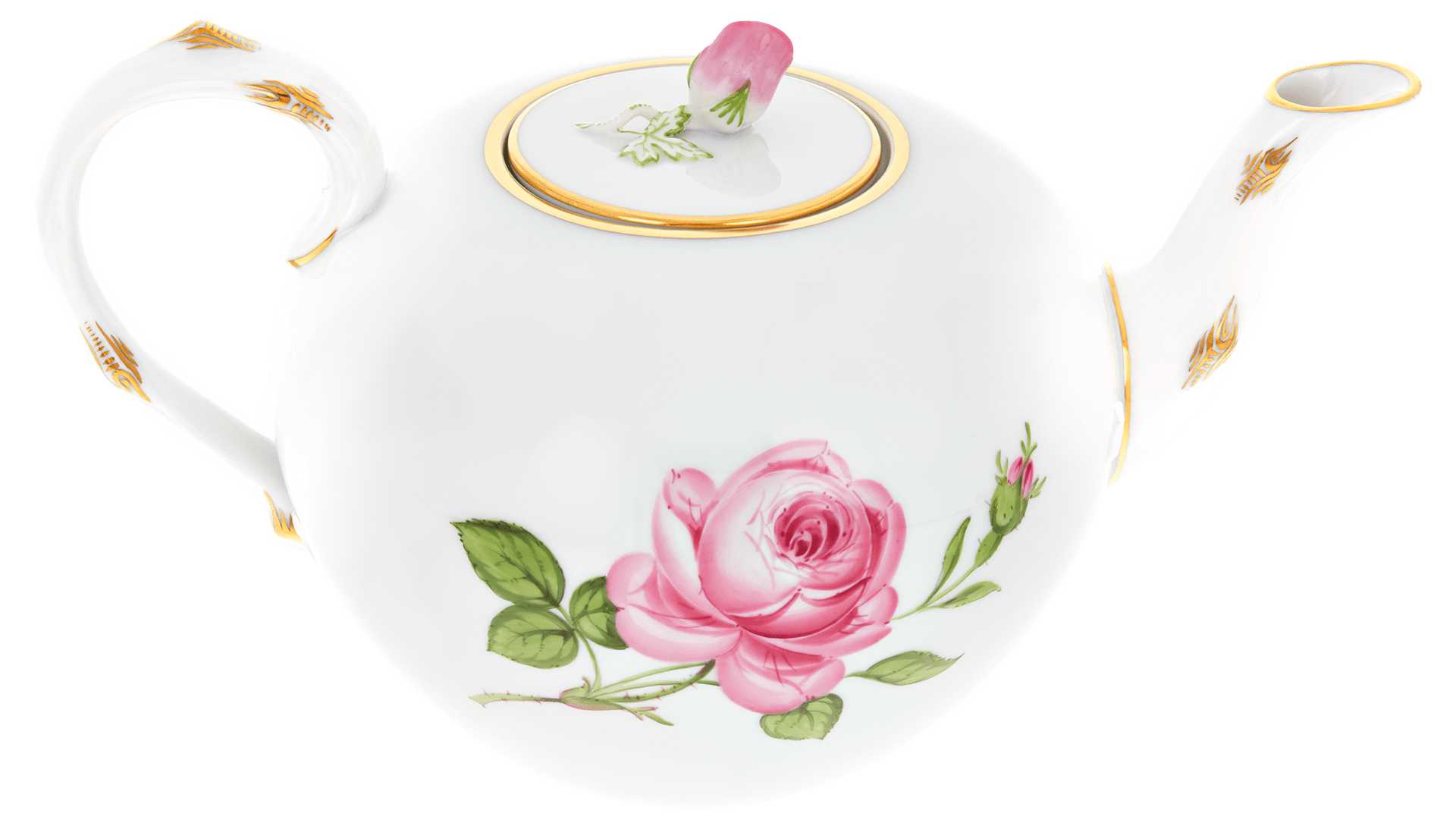 Teekanne, klein, Rose mitte, bunt, Goldrand, V 1 l | Meissen Neuer Ausschnitt 020110 - 00726 - Meissen Weimar