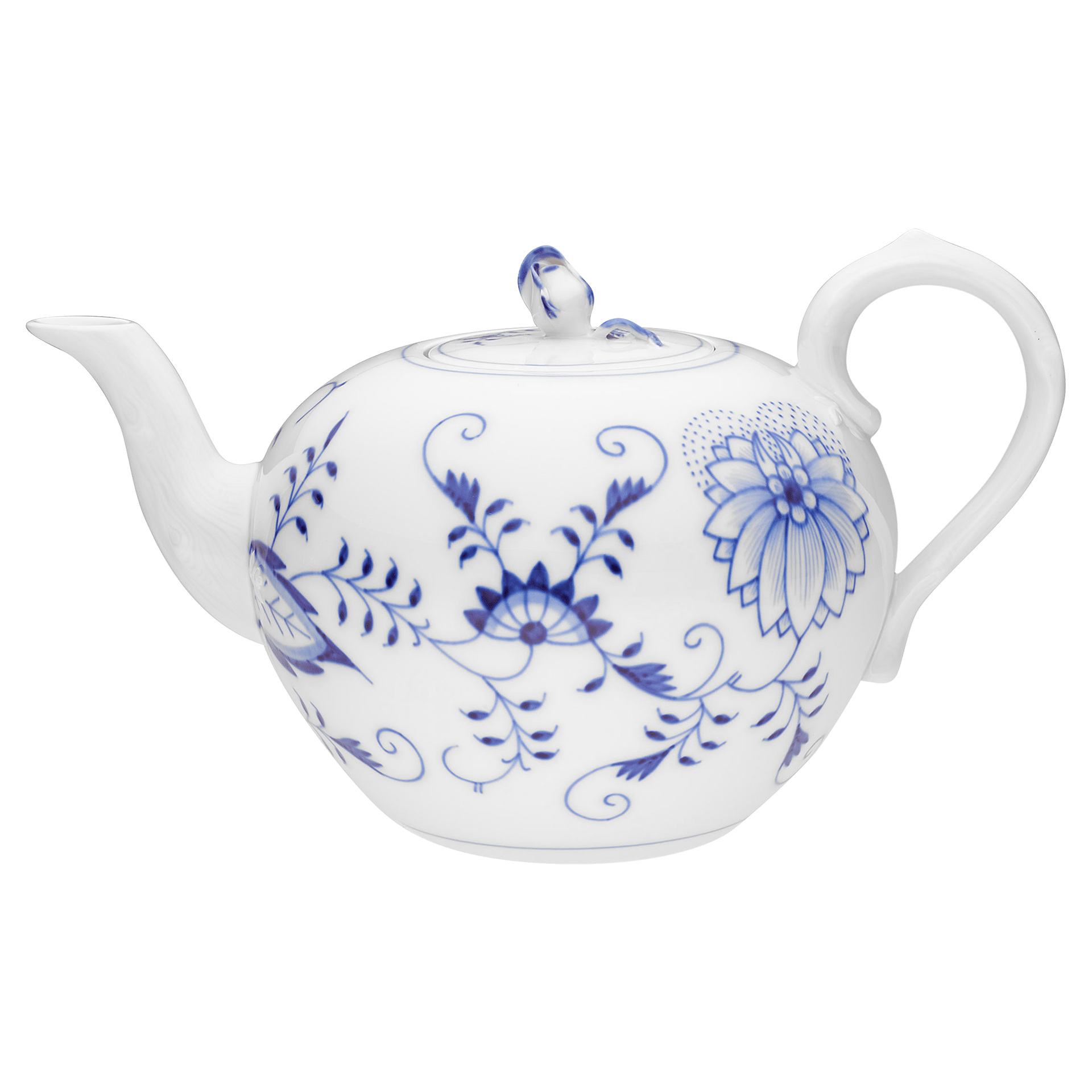 Teekanne, klein, Zwiebelmuster, kobaltblau, weißer Rand, V 1 l | Meissen Form 'Neuer Ausschnitt' 800101 - 00726 - Meissen Weimar