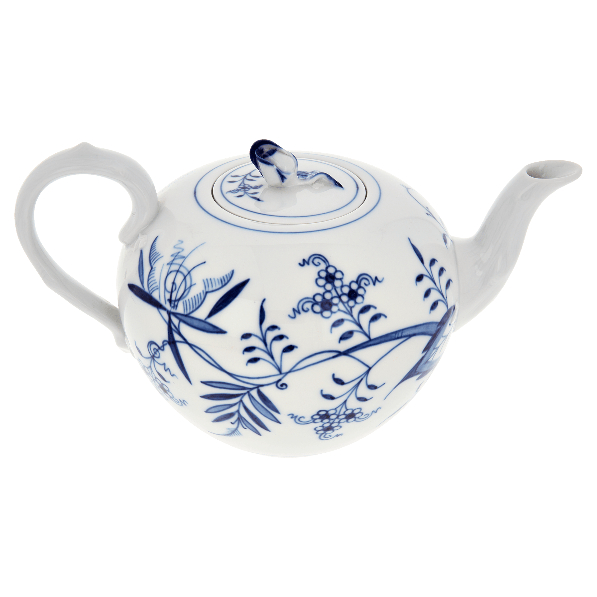 Teekanne, klein, Zwiebelmuster, kobaltblau, weißer Rand, V 1 l | Meissen Form 'Neuer Ausschnitt' 800101 - 00726 - Meissen Weimar