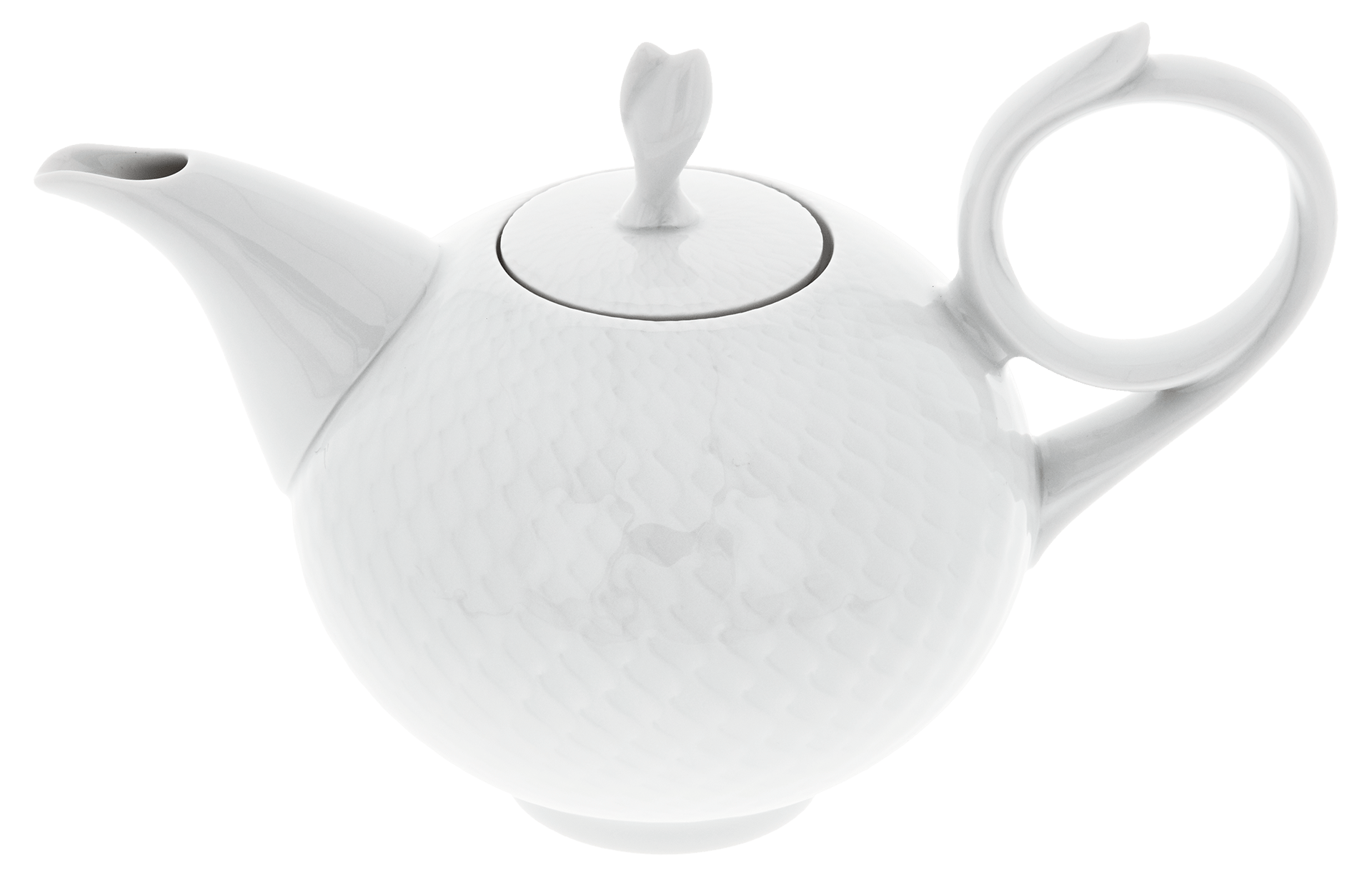 Teekanne, weiß, H 12 cm | Meissen Wellenspiel Relief 000001 - 29722 - Meissen Weimar