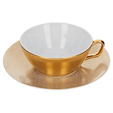 Teetasse mit Untertasse, Mesh Gold, H 6 cm | Meissen Cosmopolitan
