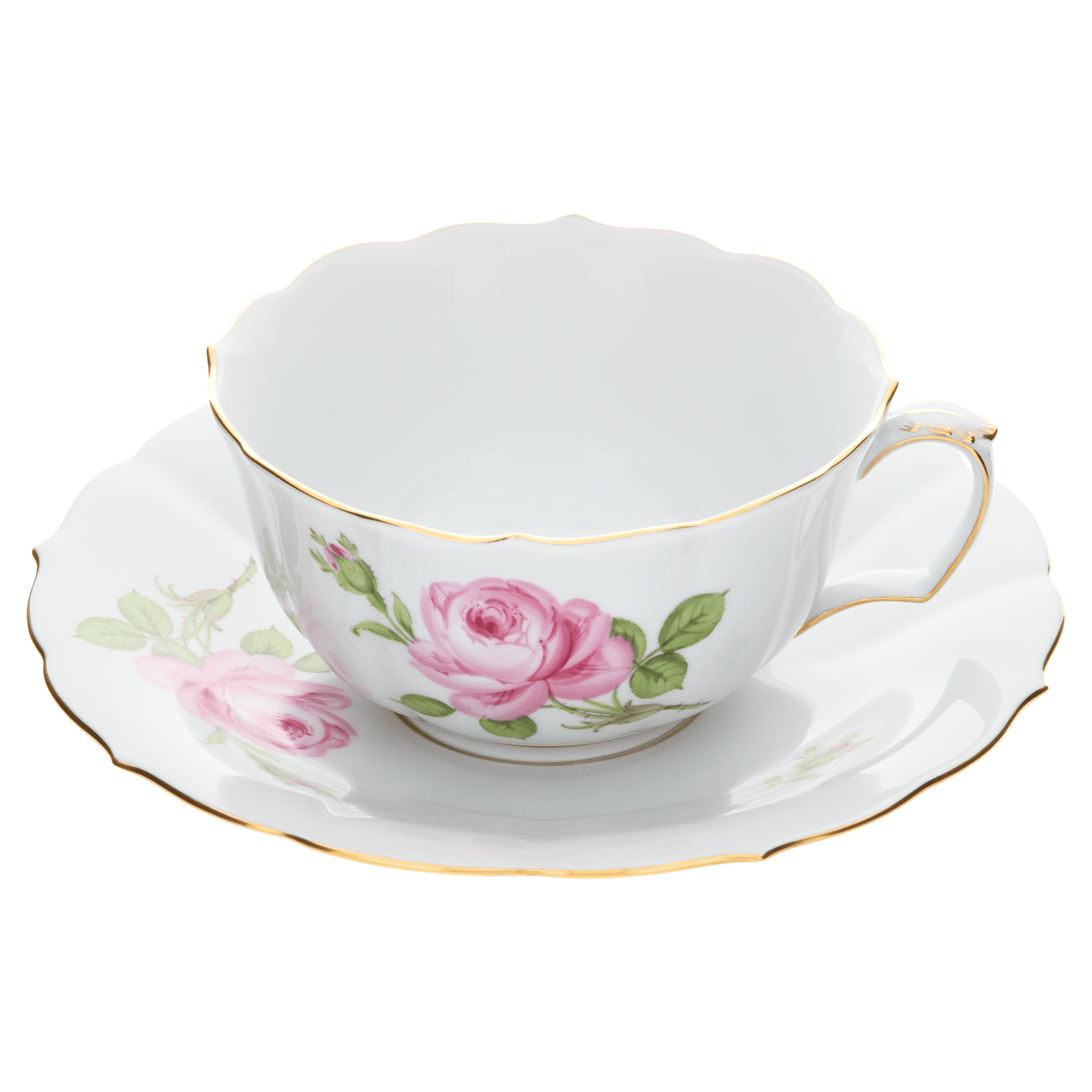 Teetasse, Rose mitte, bunt, Goldrand, 0,2 l | Meissen Neuer Ausschnitt 020110 - 00633 - Meissen Weimar