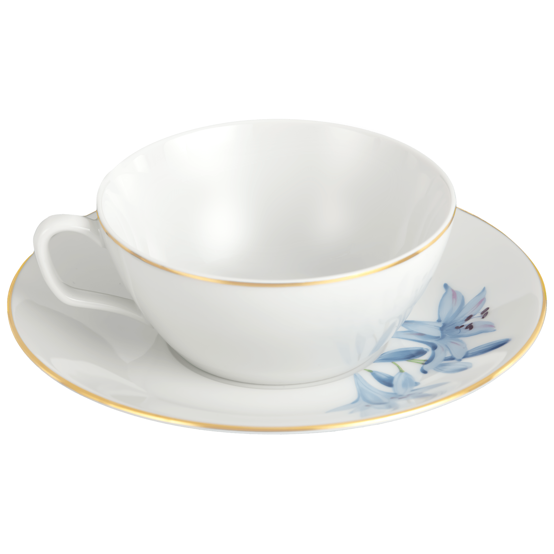 Teetasse Schmucklilie Goldrand, Ø 16,5 cm | Meissen Cosmopolitan 61b165 - 37633 - Meissen Weimar